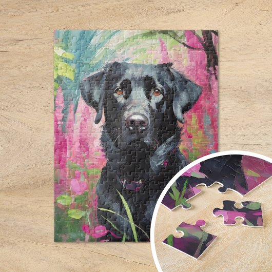 Puzzle Black Lab Portrait Art Moderne