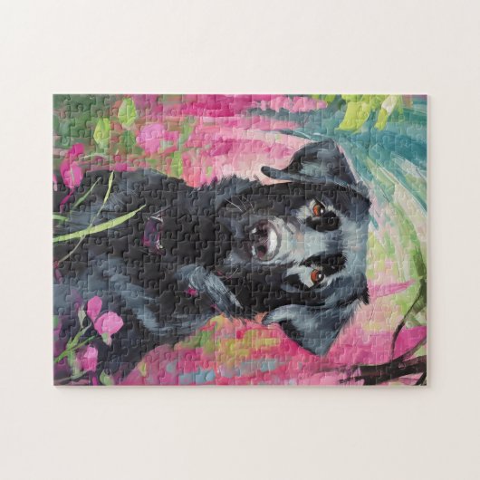Puzzle Black Lab Portrait Art Moderne (Horizontal)