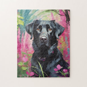 Puzzle Black Lab Portrait Art Moderne