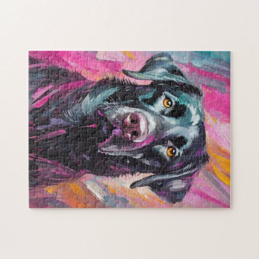 Puzzle Black Lab Portrait Art Moderne (Horizontal)