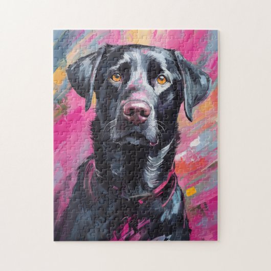 Puzzle Black Lab Portrait Art Moderne (Vertical)