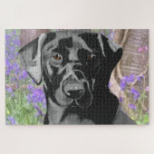 Puzzle Black Labrador dans un bois de Bluebell (Horizontal)
