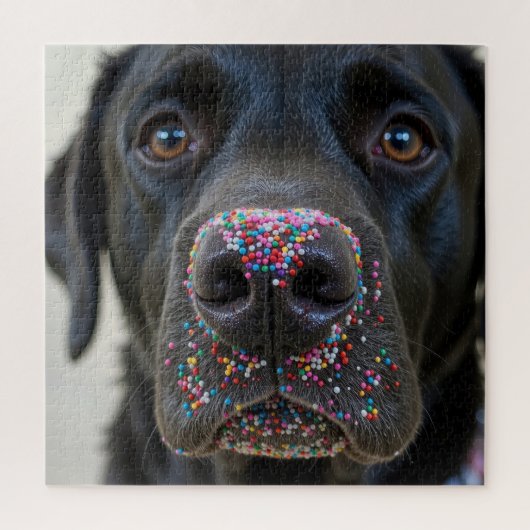 Puzzle Black Labrador Dog With Sprinkles (Vertical)