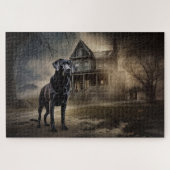 Puzzle Black Labrador Halloween (Horizontal)
