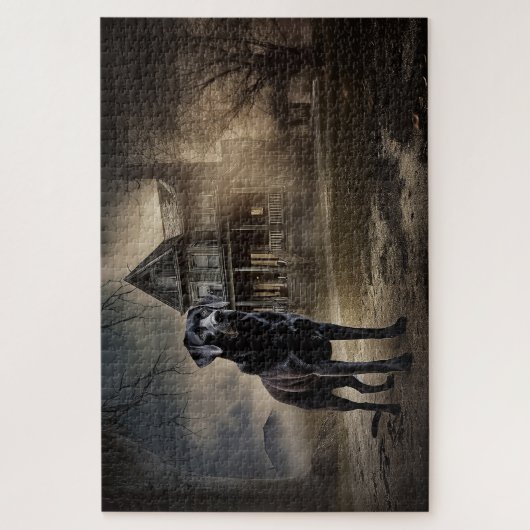 Puzzle Black Labrador Halloween (Vertical)