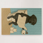 Puzzle Black Labrador Lecture journal sur Toilet (Horizontal)
