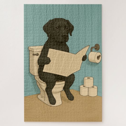 Puzzle Black Labrador Lecture journal sur Toilet (Vertical)