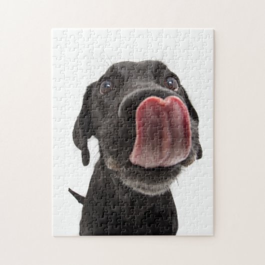 Puzzle Black Labrador Licking (Vertical)