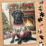 Puzzle Black Labrador Retriever Festiver Chien de Noël<br><div class="desc">Vous cherchez une activité ludique et engageante à partager avec votre famille cette saison des Fêtes? Ne cherchez pas plus loin que notre collection de puzzle avec des Labrador Retrievers ludiques! En tant qu'amoureux des chiens, vous adorerez la variété de modèles que nous offrons, y compris les chiots mignons et...</div>