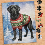 Puzzle Black Labrador Retriever mignon chien de Noël<br><div class="desc">Vous cherchez une activité ludique et engageante à partager avec votre famille cette saison des Fêtes? Ne cherchez pas plus loin que notre collection de puzzle avec des Labrador Retrievers ludiques! En tant qu'amoureux des chiens, vous adorerez la variété de modèles que nous offrons, y compris les chiots mignons et...</div>