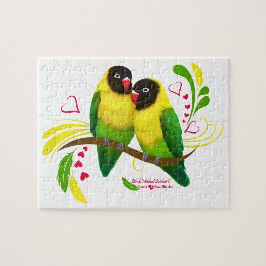 Puzzle Black Masked Lovebirds (Horizontal)