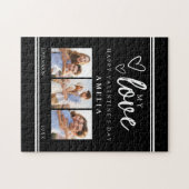 Puzzle Black Modern Happy Valentine's Photo Collage (Horizontal)
