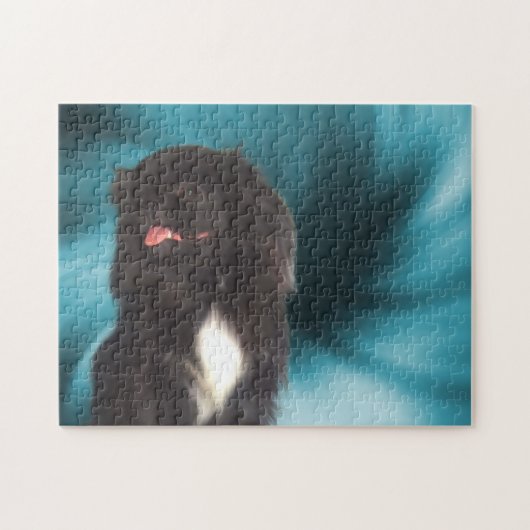 Puzzle Black Pekingese Blue Swils Dog Art (Horizontal)