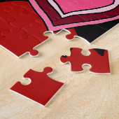 Puzzle Black Pink Red Hearts Love Pattern (Côté)