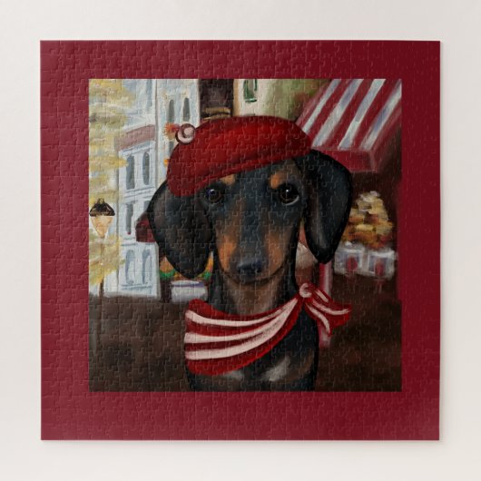 Puzzle Black & Tan Doxie (Vertical)