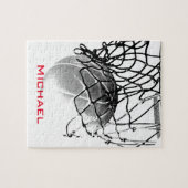 Puzzle Black & White Basketball Ajouter Votre Nom (Horizontal)