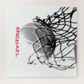 Puzzle Black & White Basketball Ajouter Votre Nom (Horizontal)