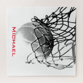 Puzzle Black & White Basketball Ajouter Votre Nom (Horizontal)