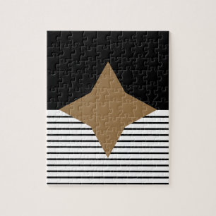 Puzzle Black White Colorblock & Brown Diamond