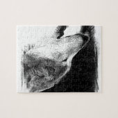 Puzzle Black & White Grey Wolf Sketch Artwork (Horizontal)