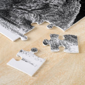 Puzzle Black & White Grey Wolf Sketch Artwork (Côté)