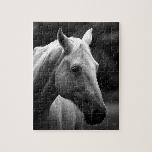 Puzzle Black White Horse Photo - Animals Art (Vertical)