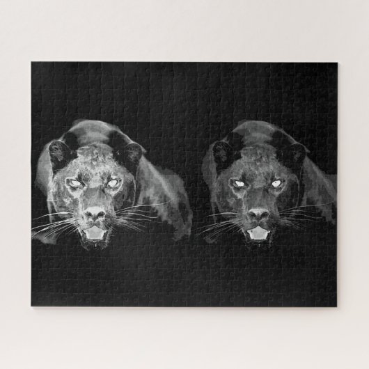 Puzzle Black & White Jaguar - Wild Animals Big Cats (Horizontal)