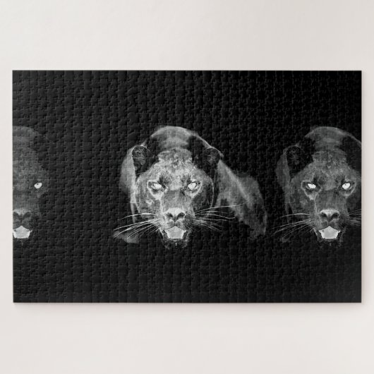 Puzzle Black & White Jaguar - Wild Animals Big Cats (Horizontal)