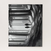 Puzzle Black & White Romantic Couple Walk in the Woods (Vertical)