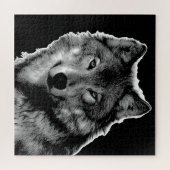 Puzzle Black & White Wolf Artwork - Wild Animals (Horizontal)