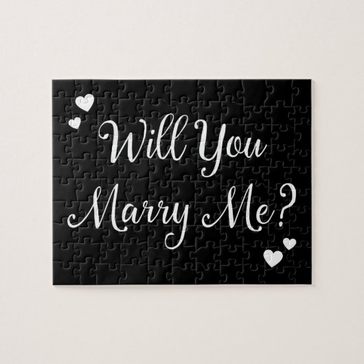 Puzzle Black Will You Marry Me Gothic Mariage Proposition (Horizontal)