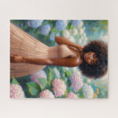 Puzzle Black Woman Among Hydrangea Flowers (Horizontal)