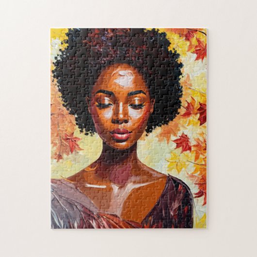 Puzzle Black Woman Automne Afro Art (Vertical)