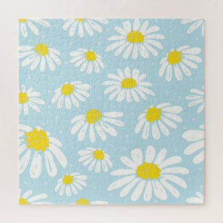 Puzzle Blanc bleu marguerite Arrière - plan sans couture