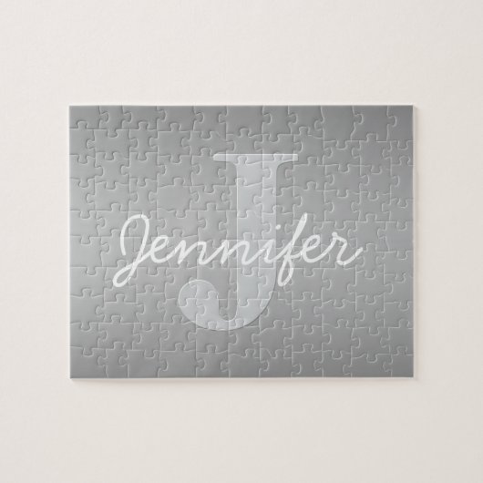 Puzzle Blanc Cursive & Monogramme Gris | Couleurs Modifia (Horizontal)