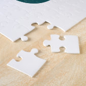 Puzzle Blanc Élégant & Monogramme Vert (Côté)