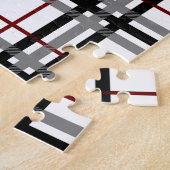 Puzzle blanc et rouge noir de plaid (Côté)