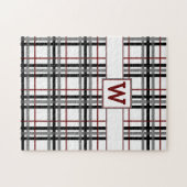 Puzzle blanc et rouge noir de plaid (Horizontal)