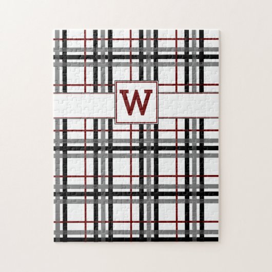 Puzzle blanc et rouge noir de plaid (Vertical)