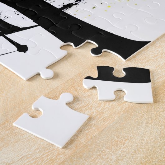 Puzzle Blanc noir Abstrait jaune et violet pour enfants (Côté)