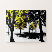 Puzzle Blanc noir Abstrait jaune et violet pour enfants (Horizontal)