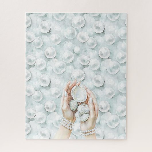 Puzzle Blanc Ocean Mousse de Mer Bleu Coquilles Perles (Vertical)
