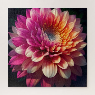 Puzzle Blanc Orange Jaune Rose Violet Bleu Dahlia Fleur