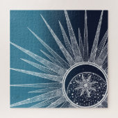 Puzzle Blanc Sun Moon Mandala Blue Gradient Design (Horizontal)