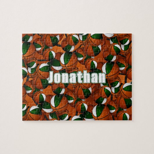 Puzzle blanc vert basket garçons filles équipe couleurs (Horizontal)