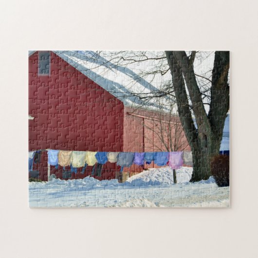 Puzzle Blanchisserie amish d'hiver (Horizontal)