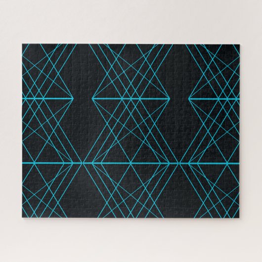 Puzzle Bleu au néon, cool, art technologic moderne et à (Horizontal)