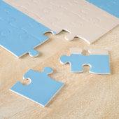Puzzle Bleu bébé et rayures blanc antique (Côté)
