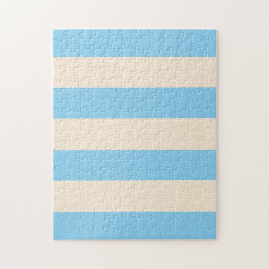 Puzzle Bleu bébé et rayures blanc antique (Vertical)