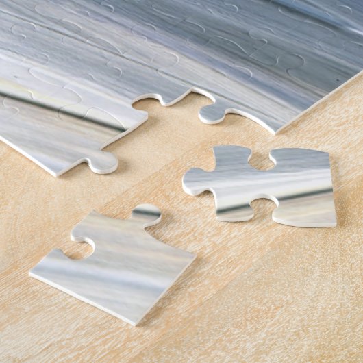 Puzzle Bleu blanc abstrait texturé main moderne peint p (Côté)